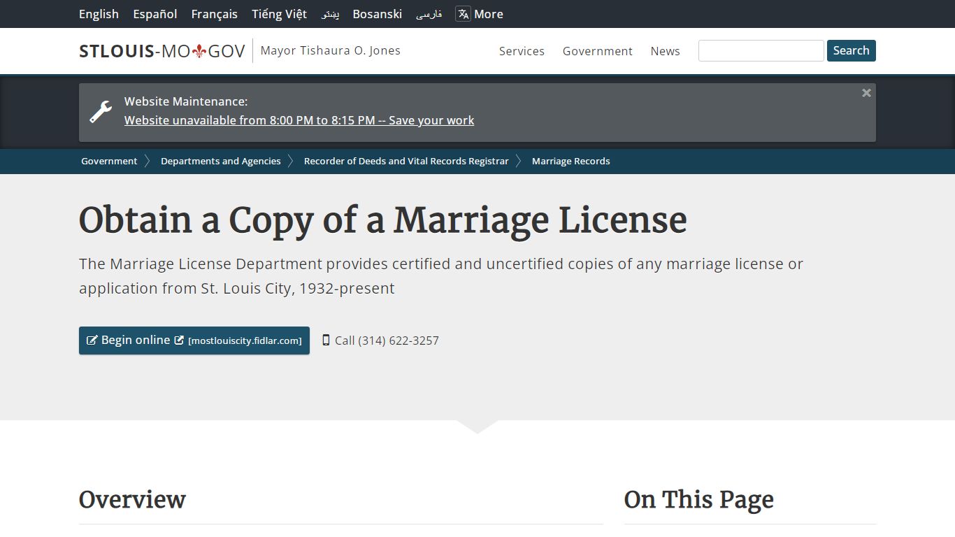Obtain a Copy of a Marriage License - St. Louis